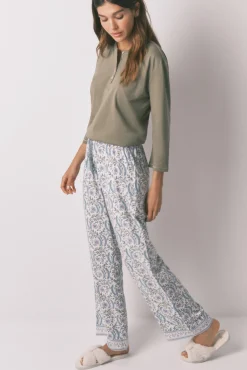 Women'secret Pantalón largo viscosa print flores