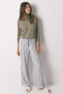 Women'secret Pantalón largo viscosa print flores