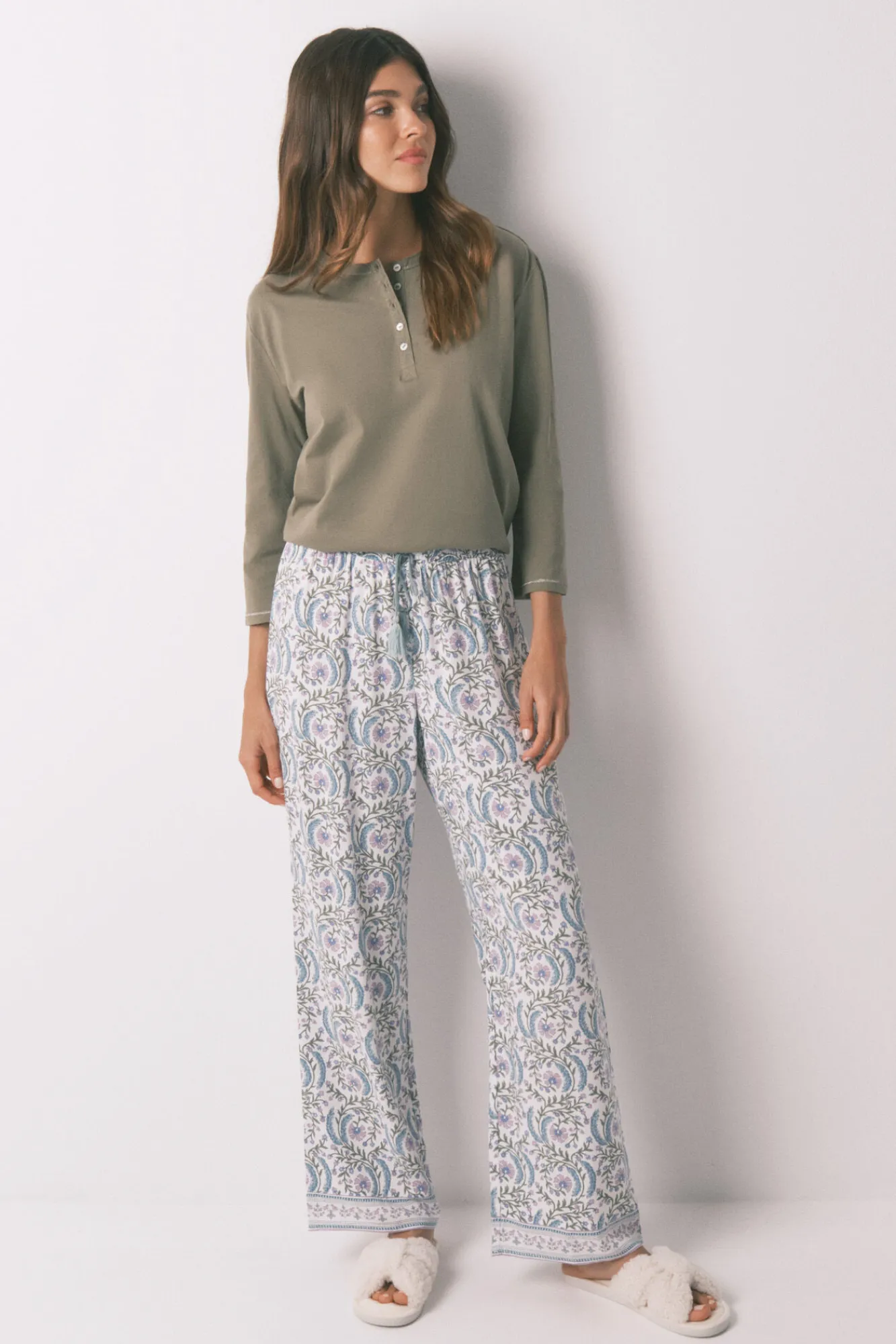 Women'secret Pantalón largo viscosa print flores