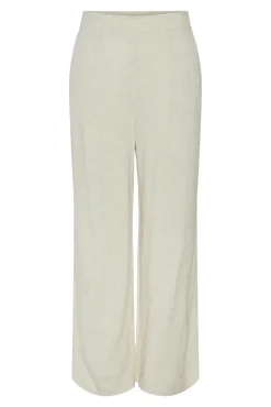 Pieces Pantalón lino de mujer fluido con cintura elástica