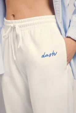 Dash and Stars Pantalón recto felpa piqué marfil