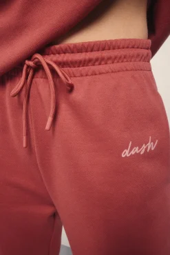 Dash and Stars Pantalón recto felpa piqué granate