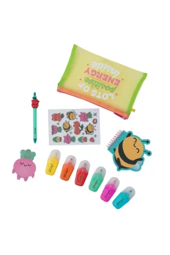 Mr. Wonderful Pencil case with extras beetroot, bee and cherries - Lots of positive energy inside