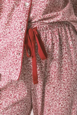 Women'secret Pijama camisero algodón flores rojo