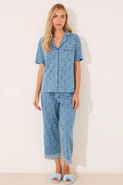 Women'secret Pijama camisero Capri 100% algodón paisley