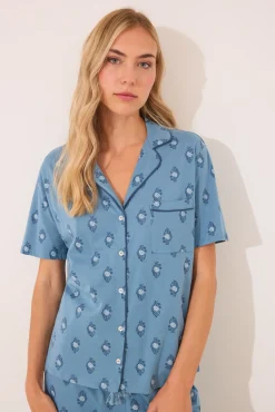 Women'secret Pijama camisero Capri 100% algodón paisley