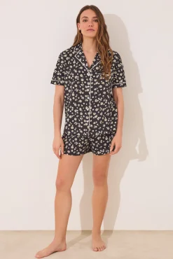 Women'secret Pijama camisero corto 100% algodón flores