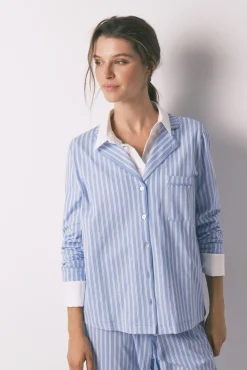 Women'secret Pijama camisero largo 100% algodón rayas es