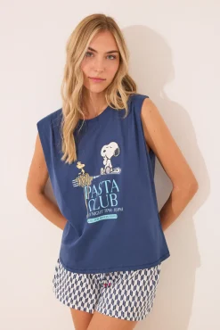 Women'secret Pijama corto 100% algodón geométrico Snoopy