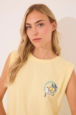 Women'secret Pijama corto 100% algodón limones Snoopy
