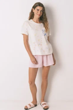 Women'secret Pijama corto algodón y rosa Snoopy