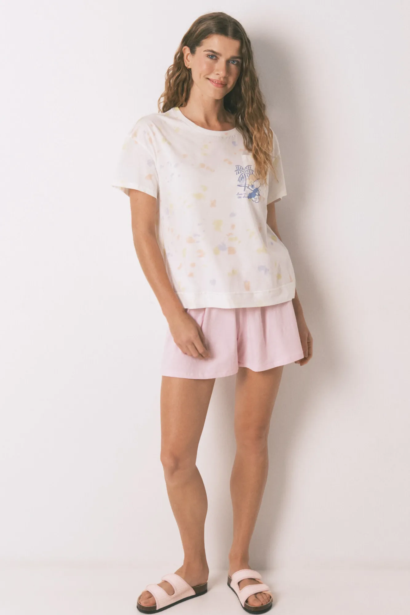 Women'secret Pijama corto algodón y rosa Snoopy