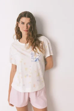 Women'secret Pijama corto algodón y rosa Snoopy