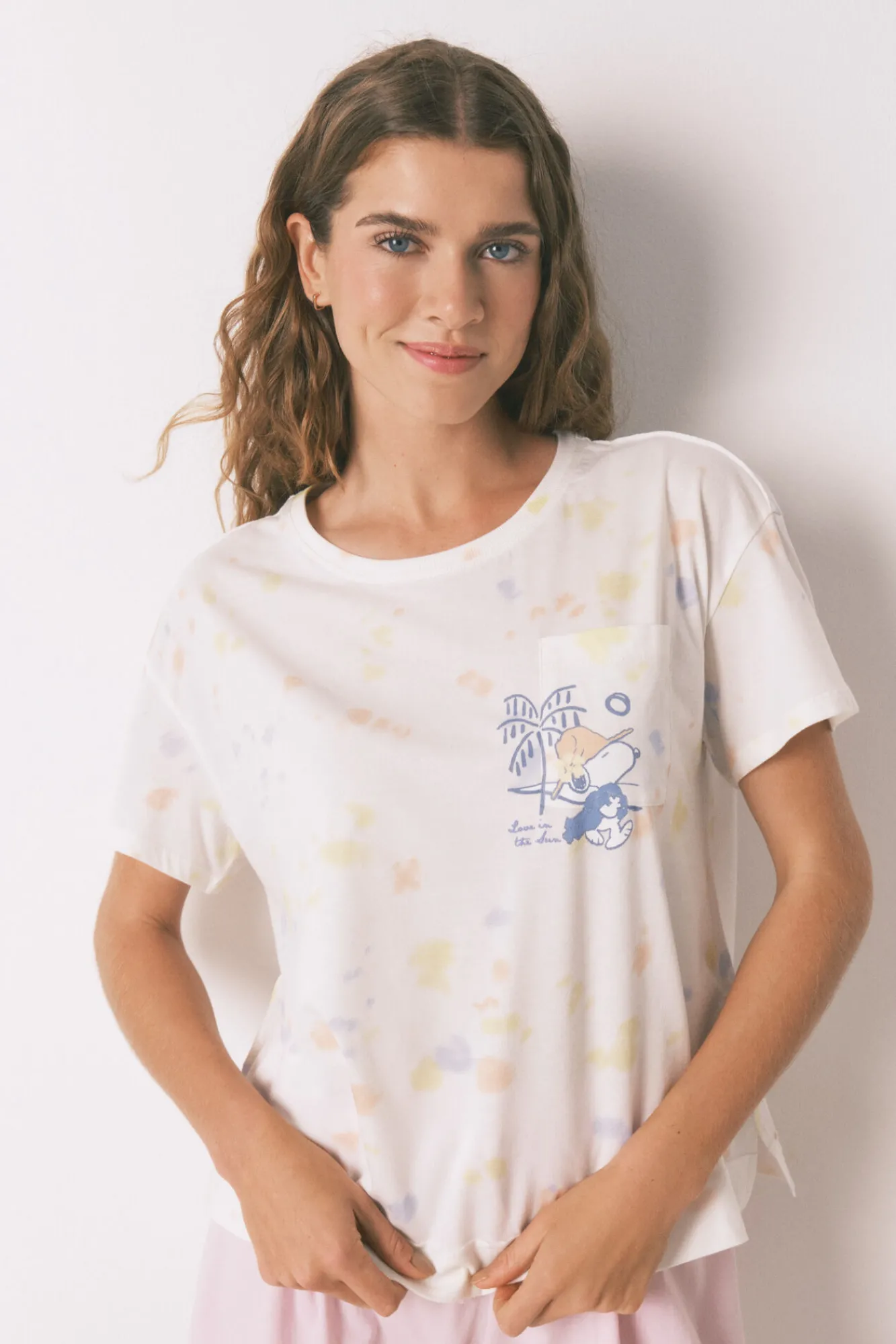 Women'secret Pijama corto algodón y rosa Snoopy