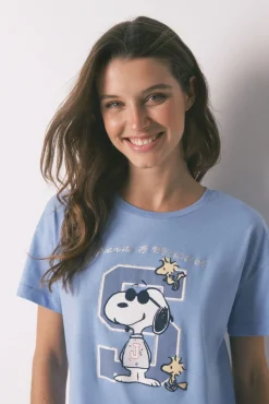 Women'secret Pijama corto algodón Snoopy azul