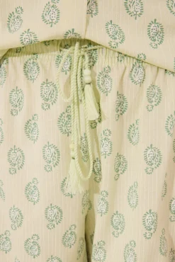 Women'secret Pijama corto camisero algodón Paisley verde
