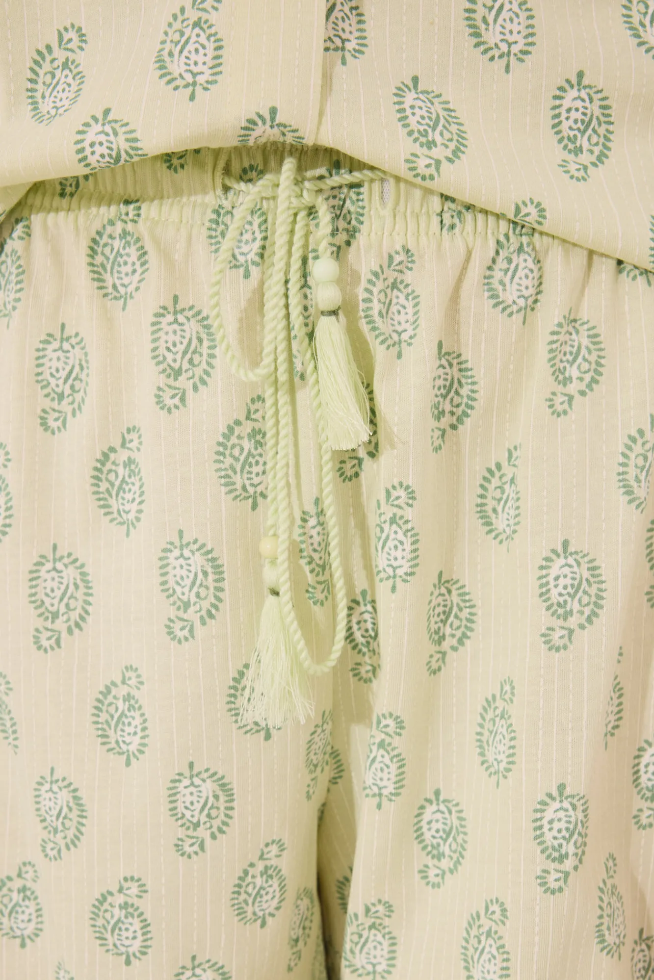 Women'secret Pijama corto camisero algodón Paisley verde