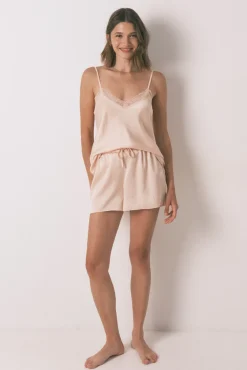 Women'secret Pijama corto satén encaje
