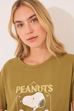 Women'secret Pijama corto Snoopy caqui