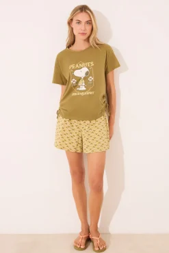 Women'secret Pijama corto Snoopy caqui