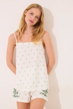 Women'secret Pijama corto tirantes algodón estampado verde