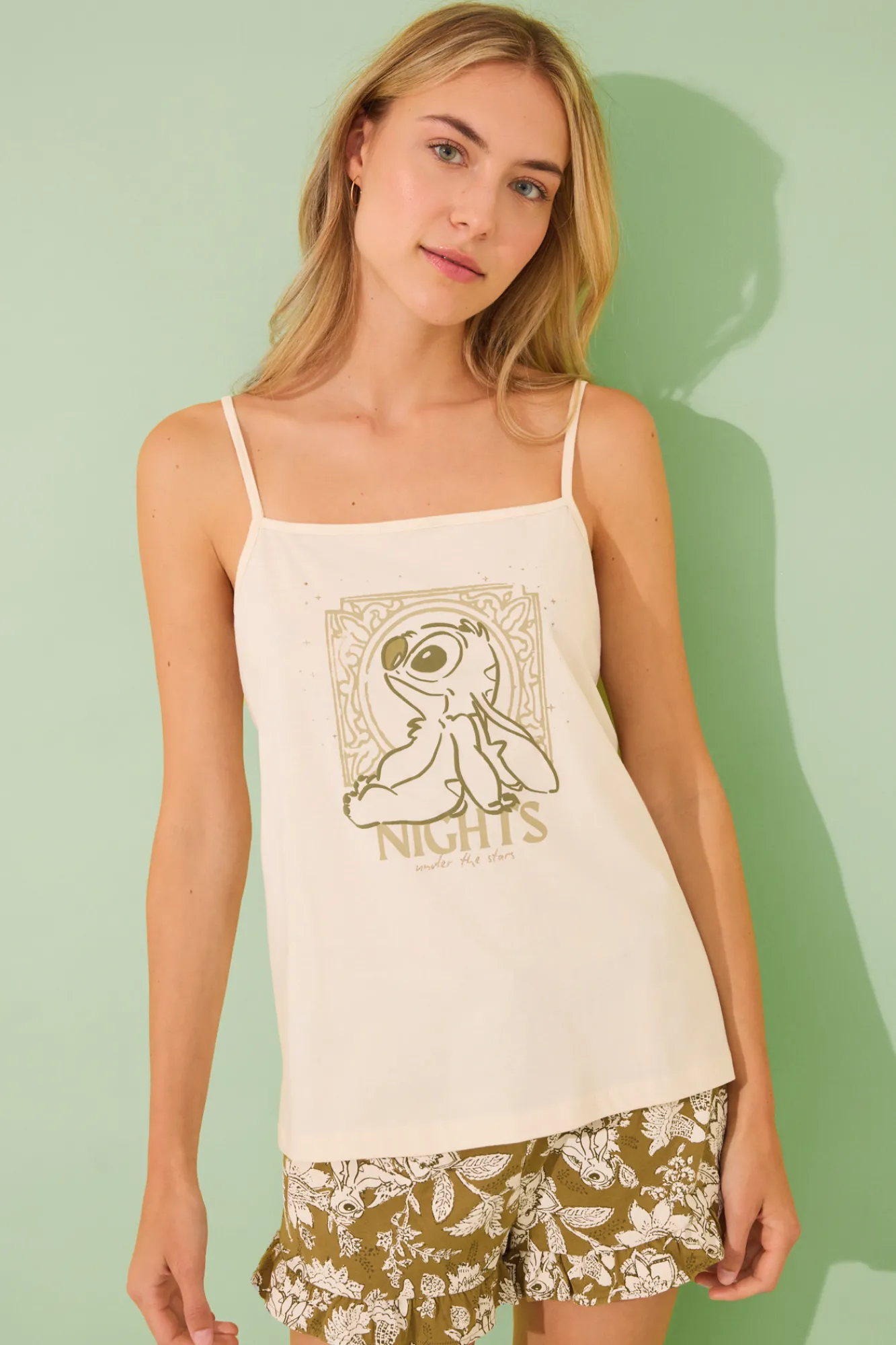 Women'secret Pijama corto tirantes Lilo&Stitch algodón