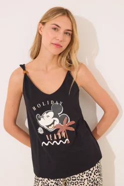 Women'secret Pijama largo 100% algodón animal print Mickey Mouse