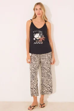 Women'secret Pijama largo 100% algodón animal print Mickey Mouse