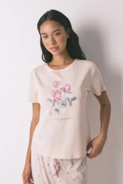 Women'secret Pijama largo 100% algodón flores