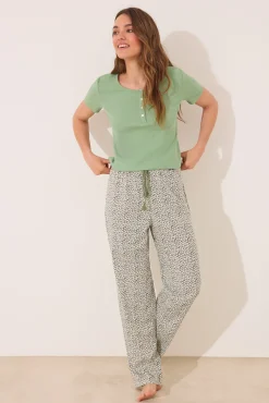 Women'secret Pijama largo algodón canalé