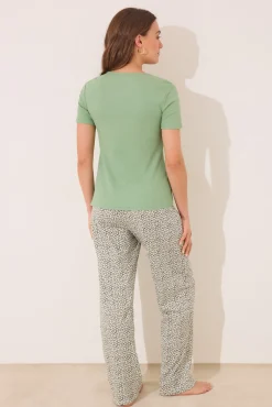 Women'secret Pijama largo algodón canalé