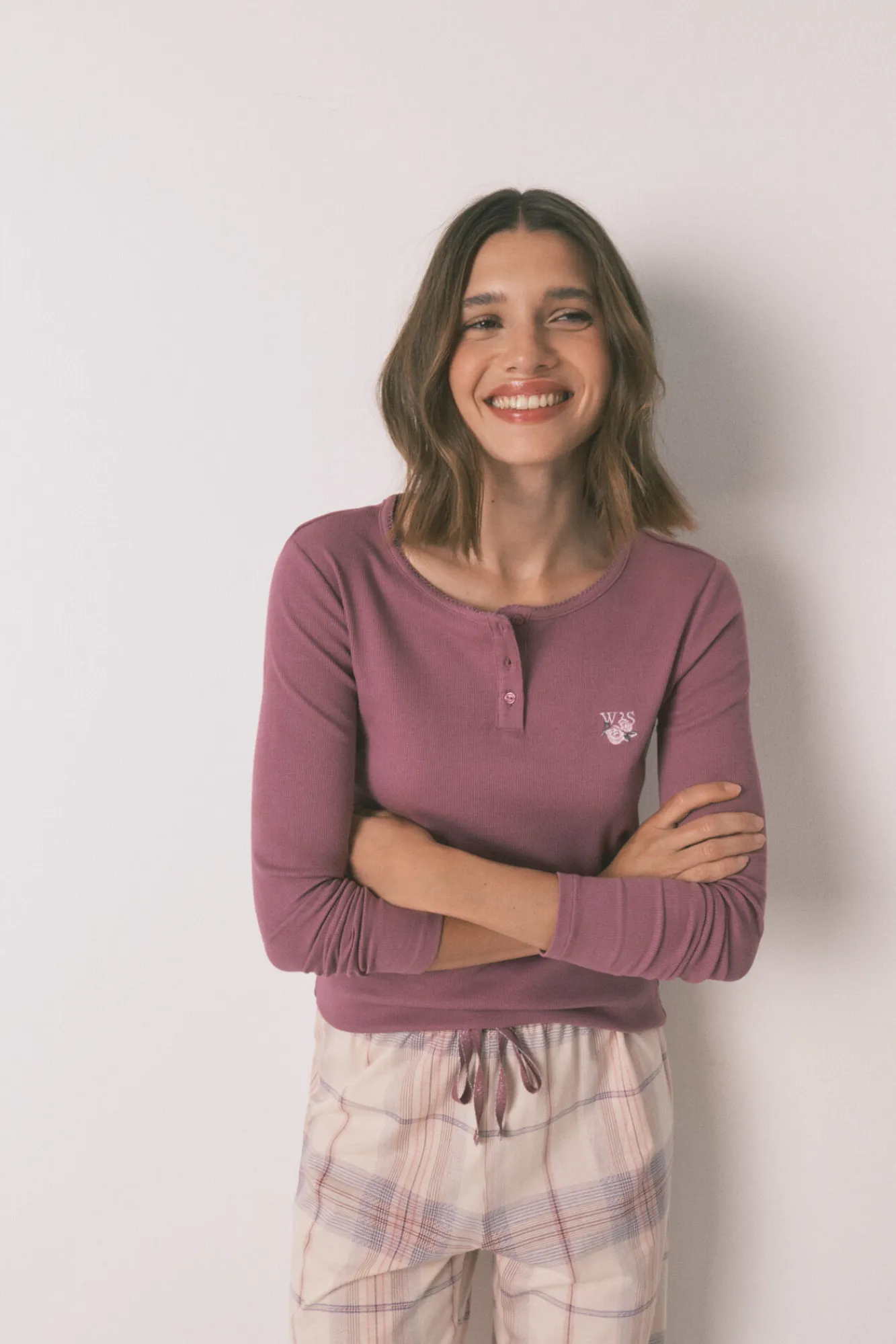 Women'secret Pijama largo algodón estampado cuadros