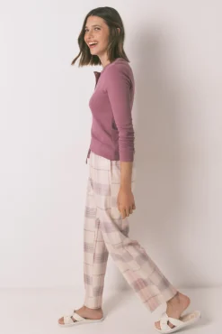 Women'secret Pijama largo algodón estampado cuadros
