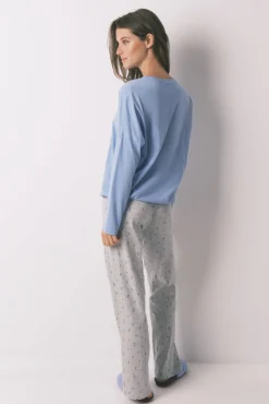 Women'secret Pijama largo algodón Snoopy azul