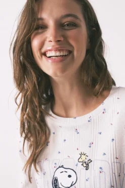 Women'secret Pijama largo algodón Snoopy flores