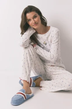 Women'secret Pijama largo algodón Snoopy flores