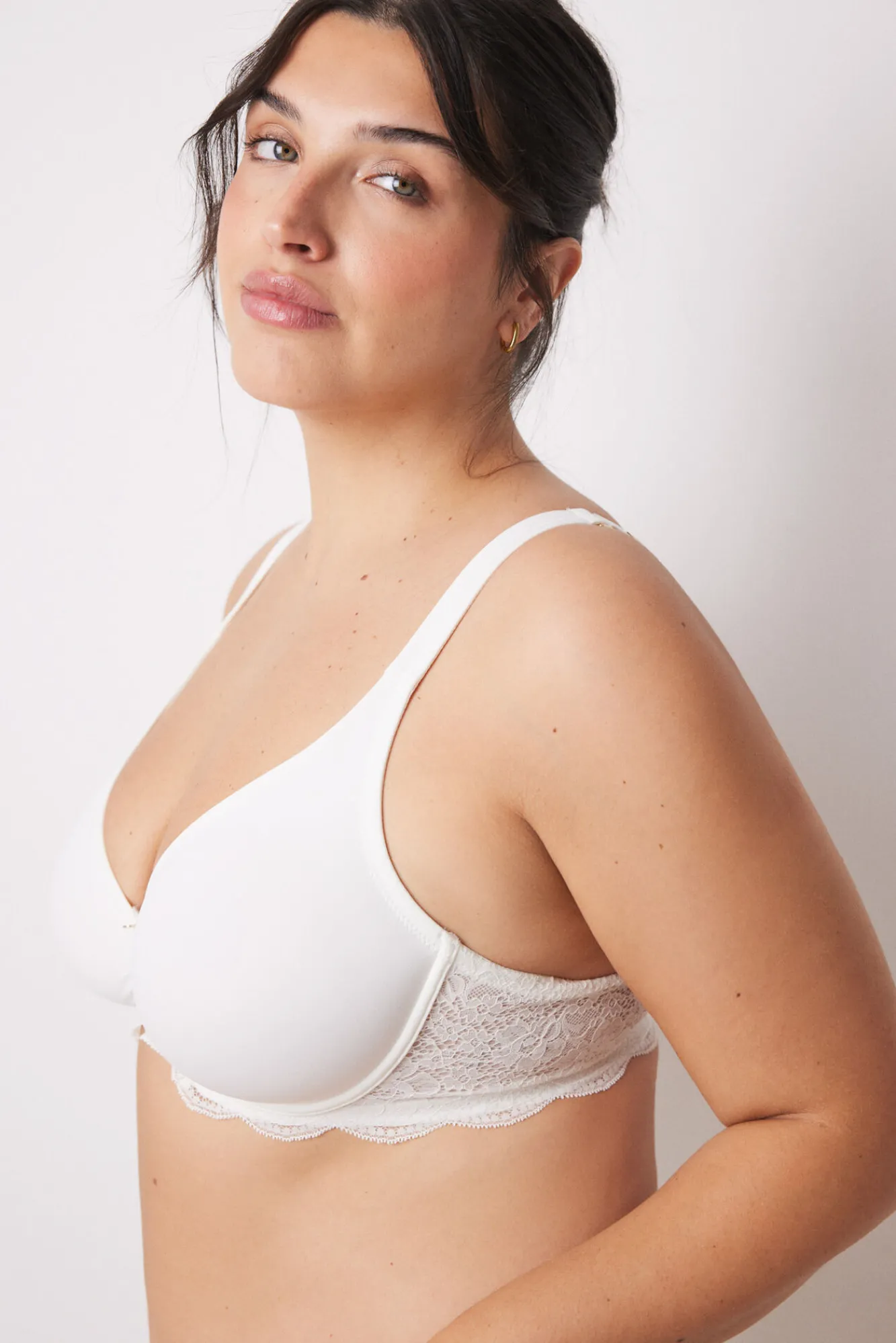Women'secret REAL Sujetador reductor microfibra y encaje blanco
