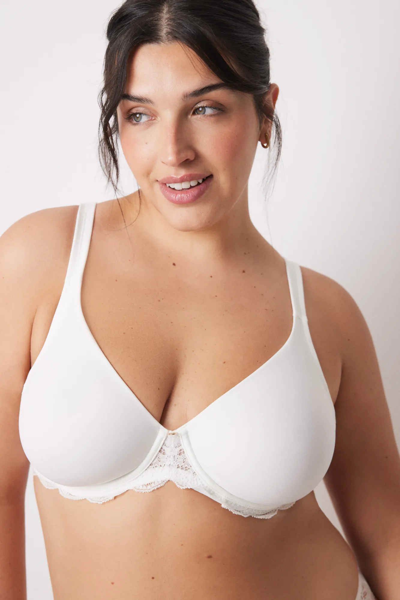 Women'secret REAL Sujetador reductor microfibra y encaje blanco