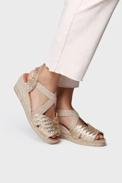 Toni Pons Sandalia de cuña en piel trenzada