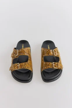 Slowlove Sandalia de piel estampado serpiente