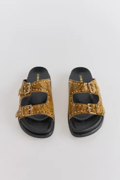 Slowlove Sandalia de piel estampado serpiente