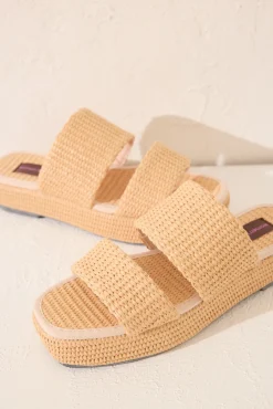Women'secret Sandalias plataforma rafia natural