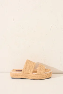 Women'secret Sandalias plataforma rafia natural