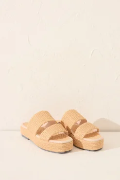 Women'secret Sandalias plataforma rafia natural