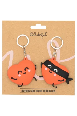 Mr. Wonderful Set de 2 llaveros - Corazón y corazón bandido
