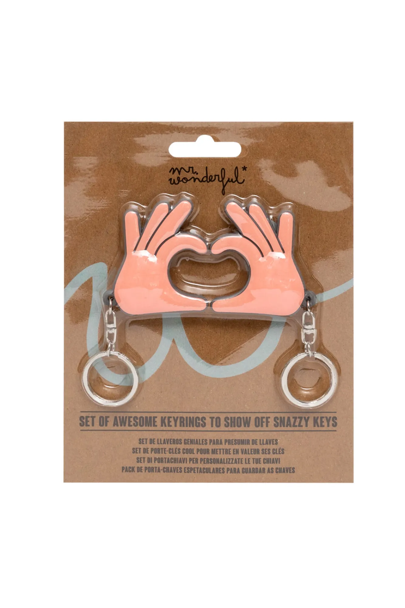 Mr. Wonderful Set de 2 llaveros - Manos en forma de corazón