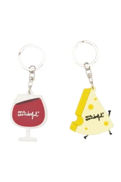 Mr. Wonderful Set de 2 llaveros - Wine and cheese