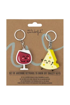 Mr. Wonderful Set de 2 llaveros - Wine and cheese