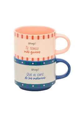 Mr. Wonderful Set de 2 tazas apilables - Te tengo más ganas que al café de las mañanas