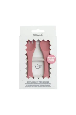 Mr. Wonderful Set de cubiertos para bebé rosa